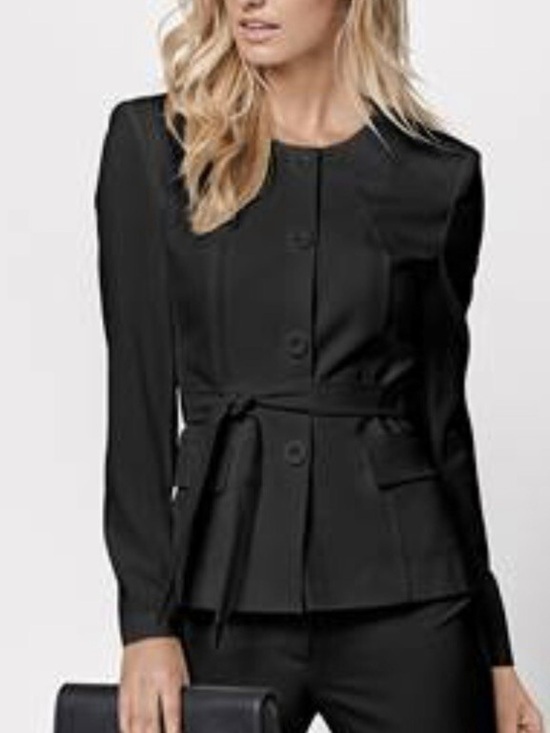 VENUS Jackets & Blazers - VENUS Black Tie-Waist Blazer